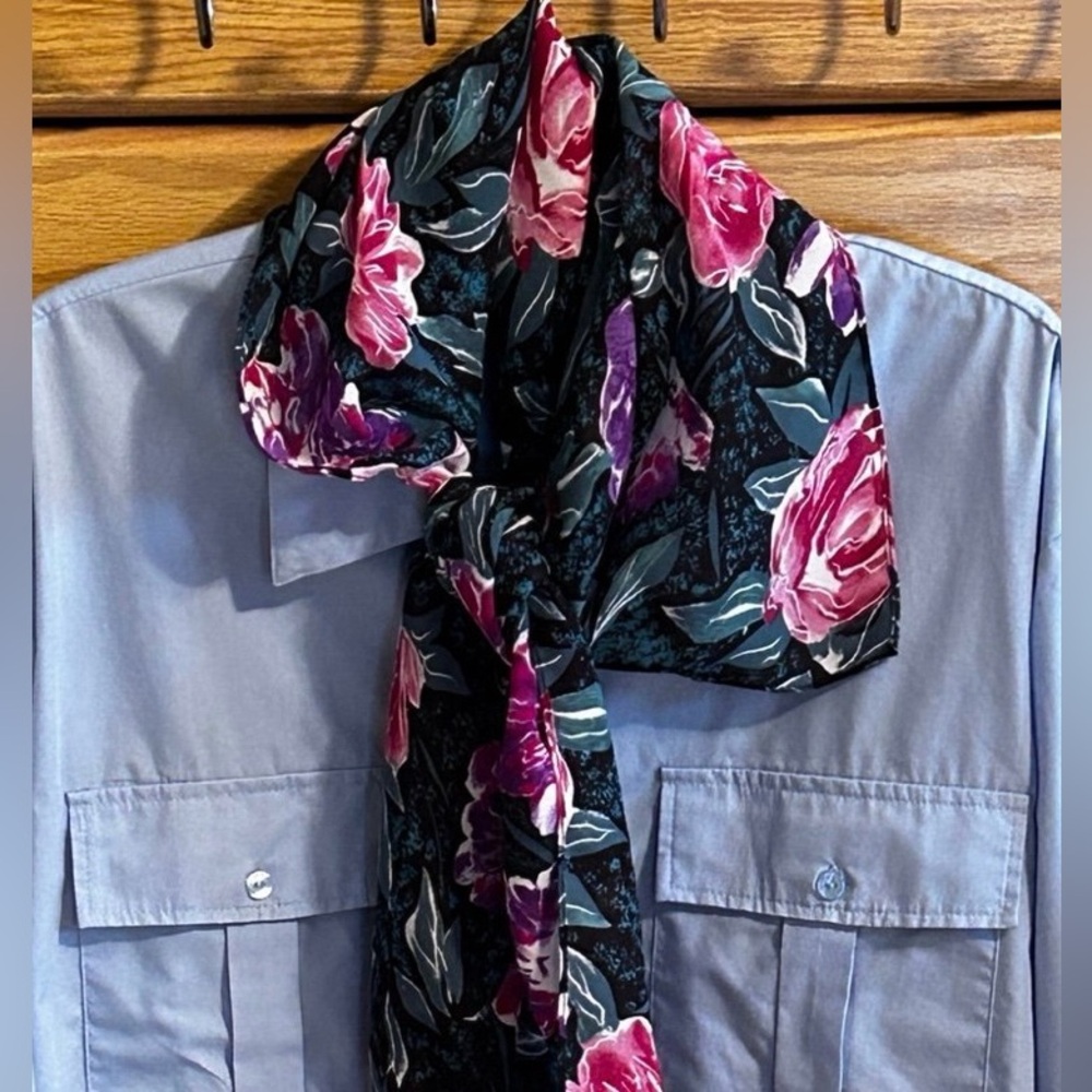 Vintage Triangle Head Scarf Bandana Peony Flower Pattern Neck Scarf 63”x39”x39”